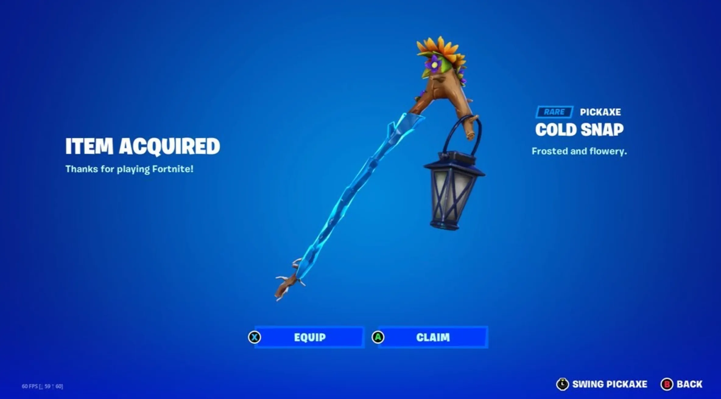 Cold Snap fortnite pickaxe